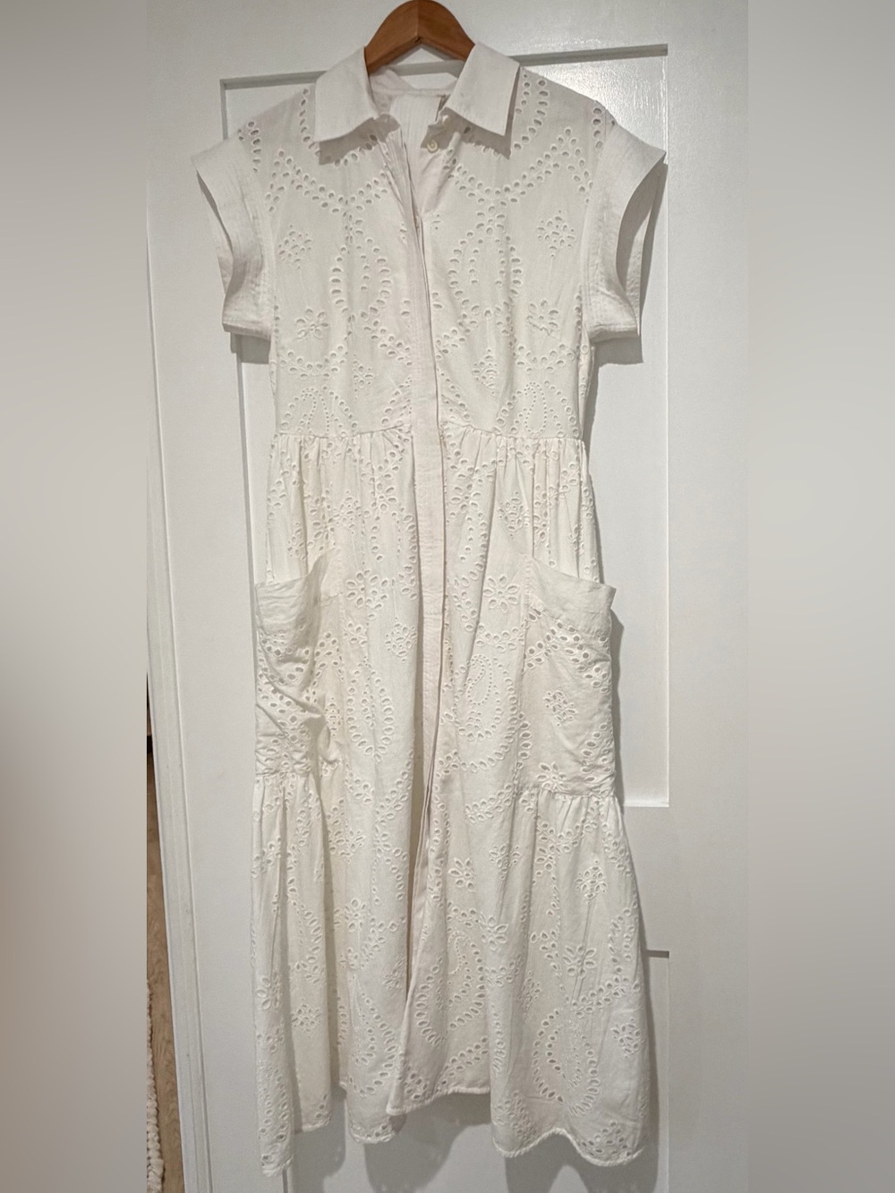 Julia Amory Betty White Eyelet Button-Front Dress , M